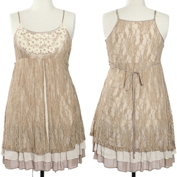 A'Reve Dresses & Skirts - Plus Bohemian Floral Lace Ruffle Babydoll Dress